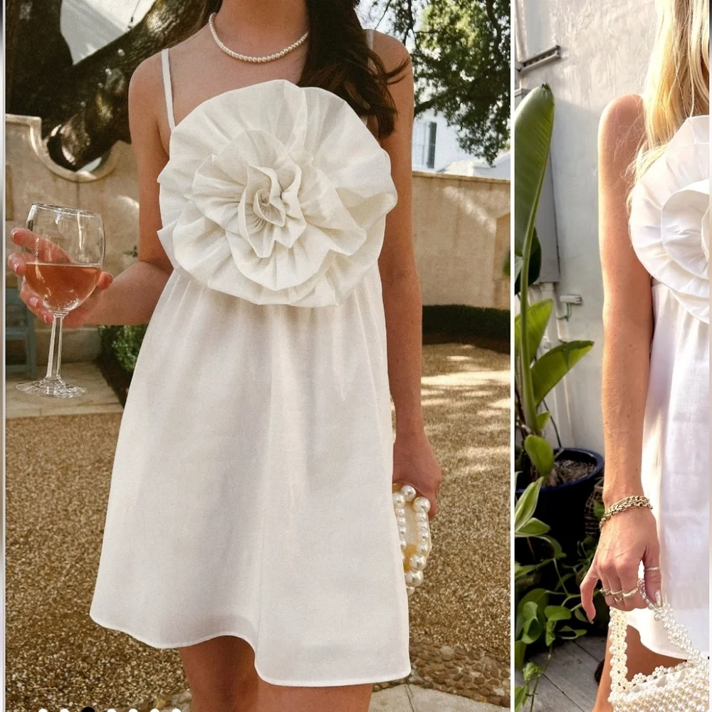 Show Me Your MuMu White Best Rose Dress NWT Size Medium - Picture 13 of 13